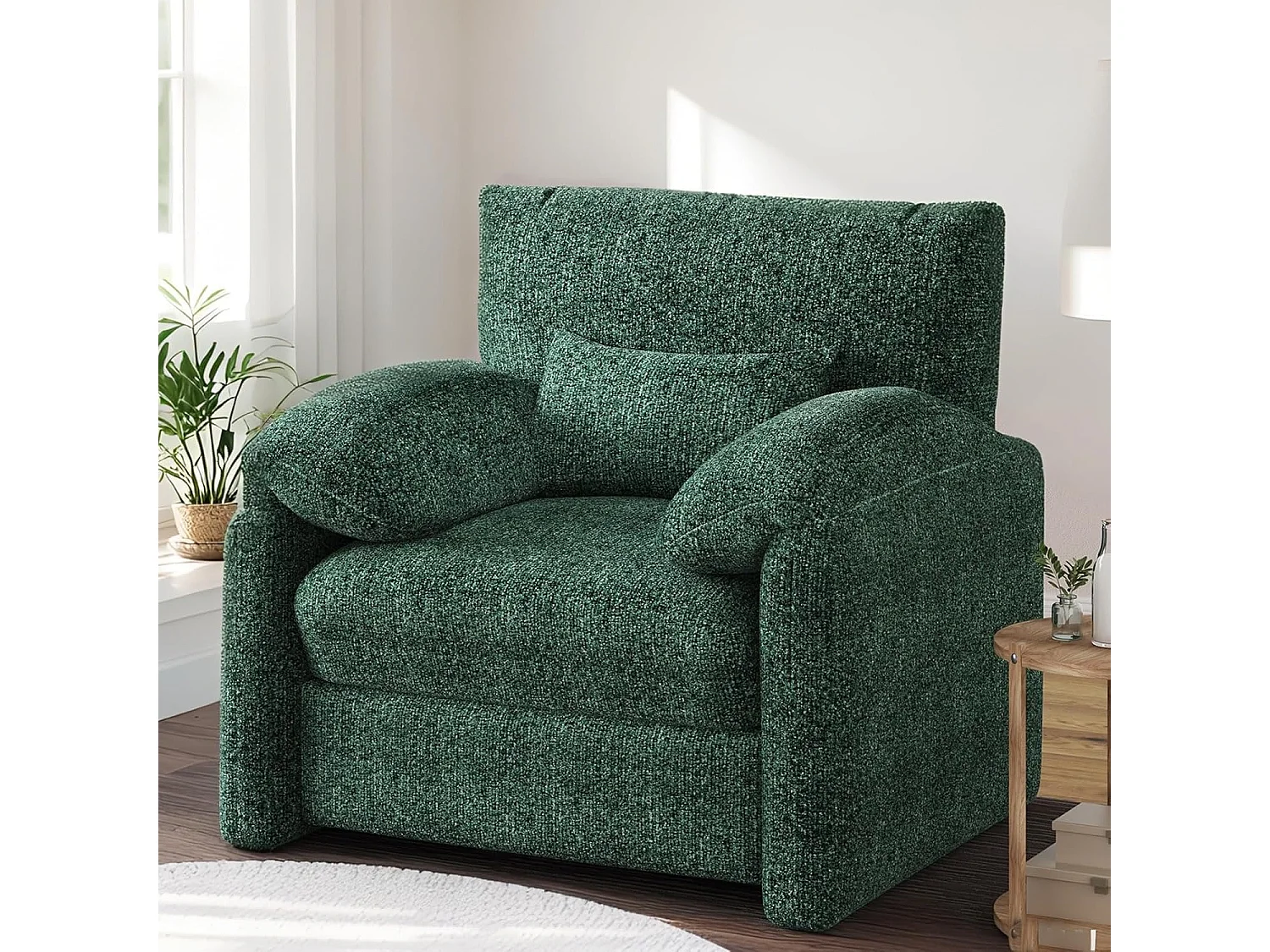YODOLLA XXL Ohrensessel mit Armlehnen aus Chenille, moderner Relaxsessel für Wohnzimmer & Schlafzimmer, Grün