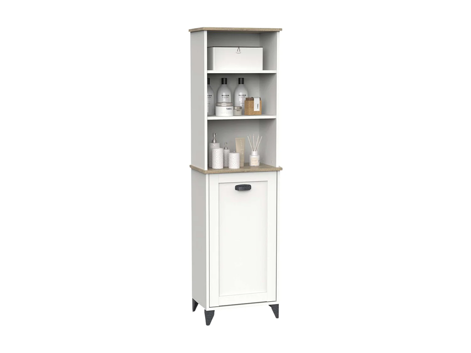 Coluna Auxiliar para Banheiro Tuscany em Carvalho Cambriano e Branco 47x168x31 cm