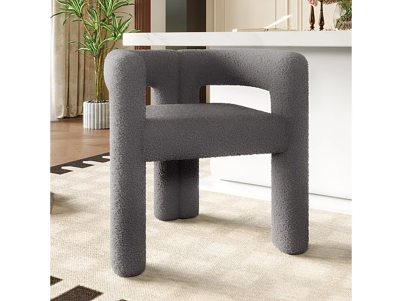 Fauteuil, tissu velours teddy,Gris foncé