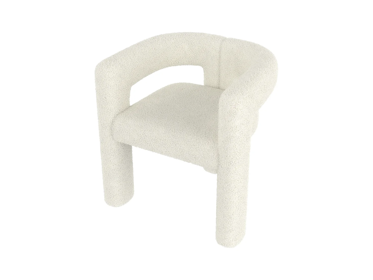 Fauteuil, tissu velours teddy, blanc