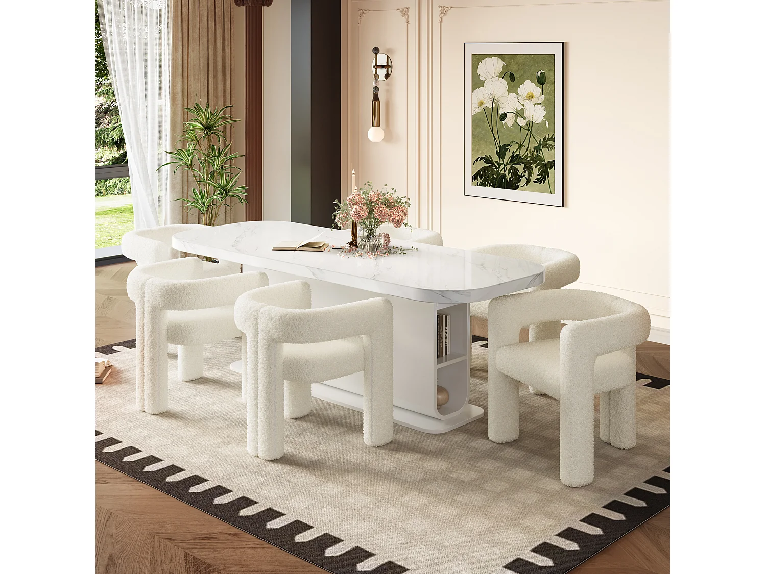 Sillón, tejido de terciopelo teddy, blanco