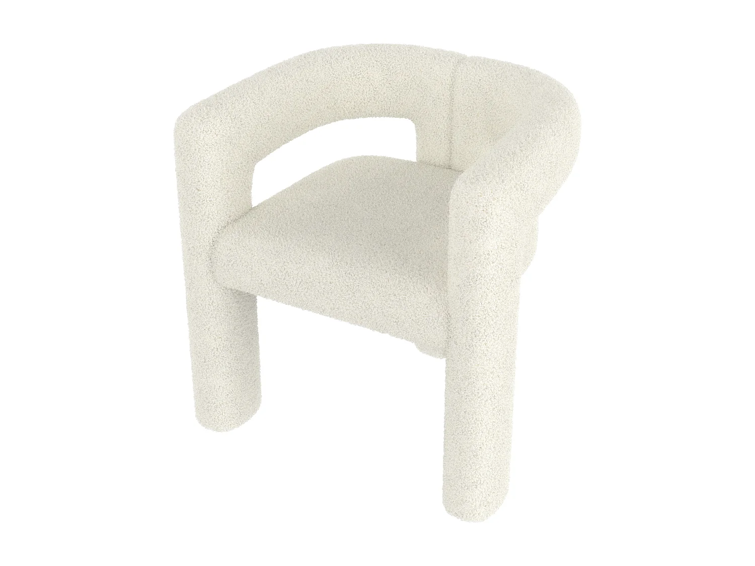 Fauteuil, tissu velours teddy, blanc