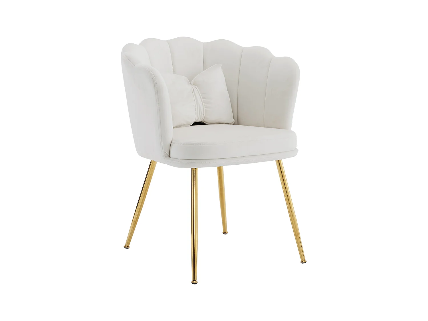 Fauteuil avec dossier en forme de pétales, coussins en forme de papillon,velours,Beige