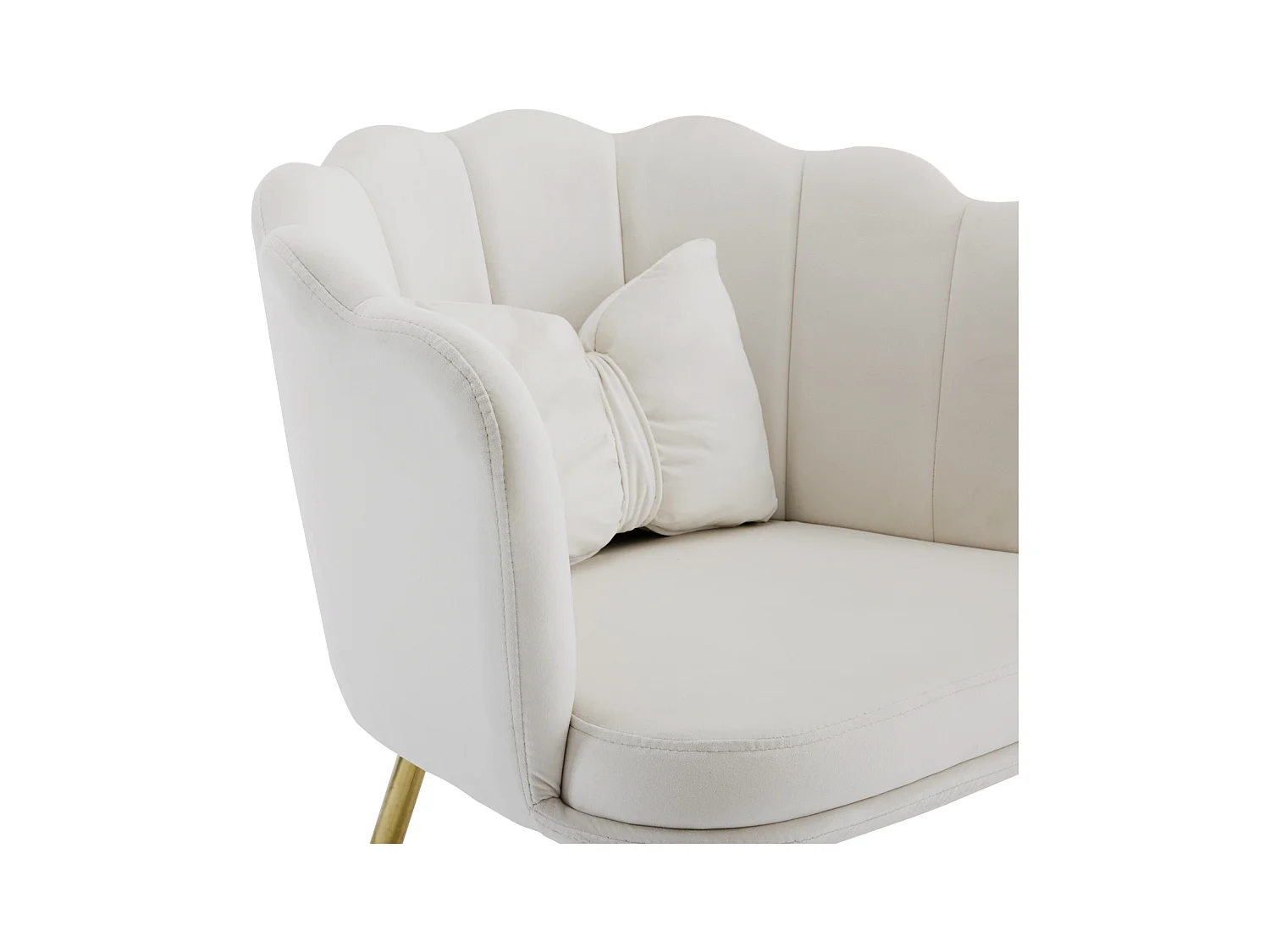 Fauteuil avec dossier en forme de pétales, coussins en forme de papillon,velours,Beige