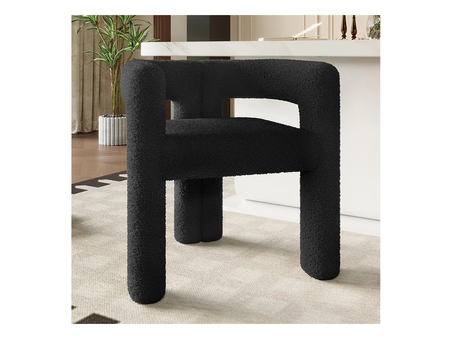 Fauteuil, tissu velours teddy,Noir