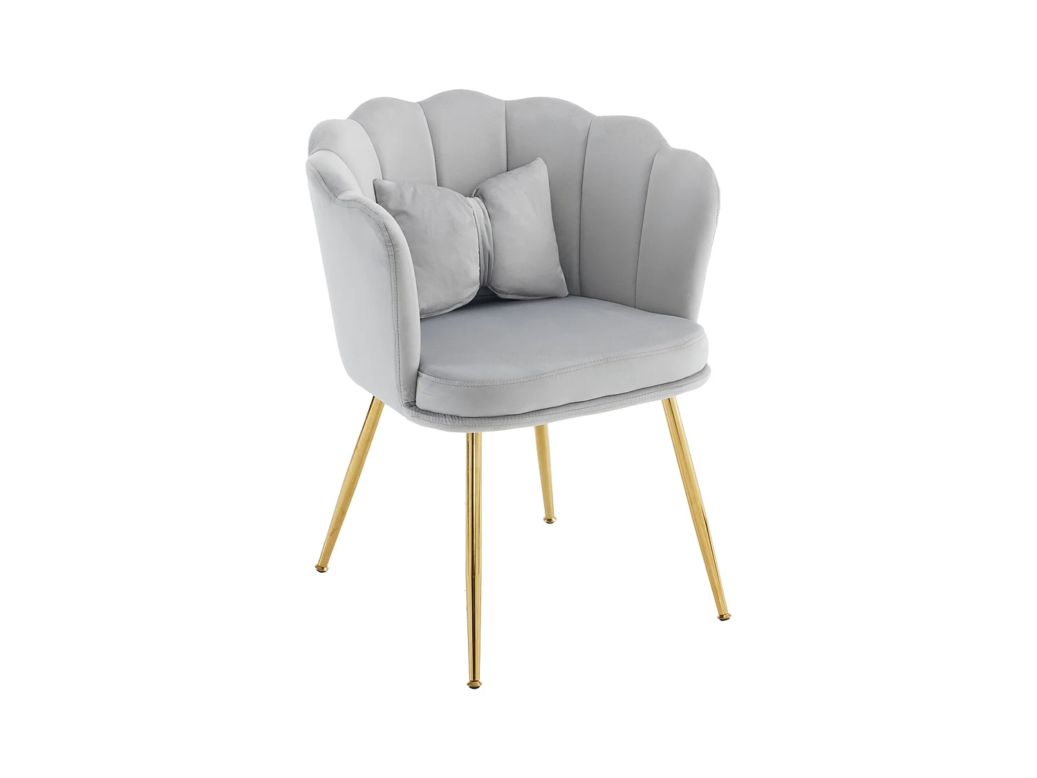 Fauteuil avec dossier en forme de pétales, coussins en forme de papillon,velours, gris