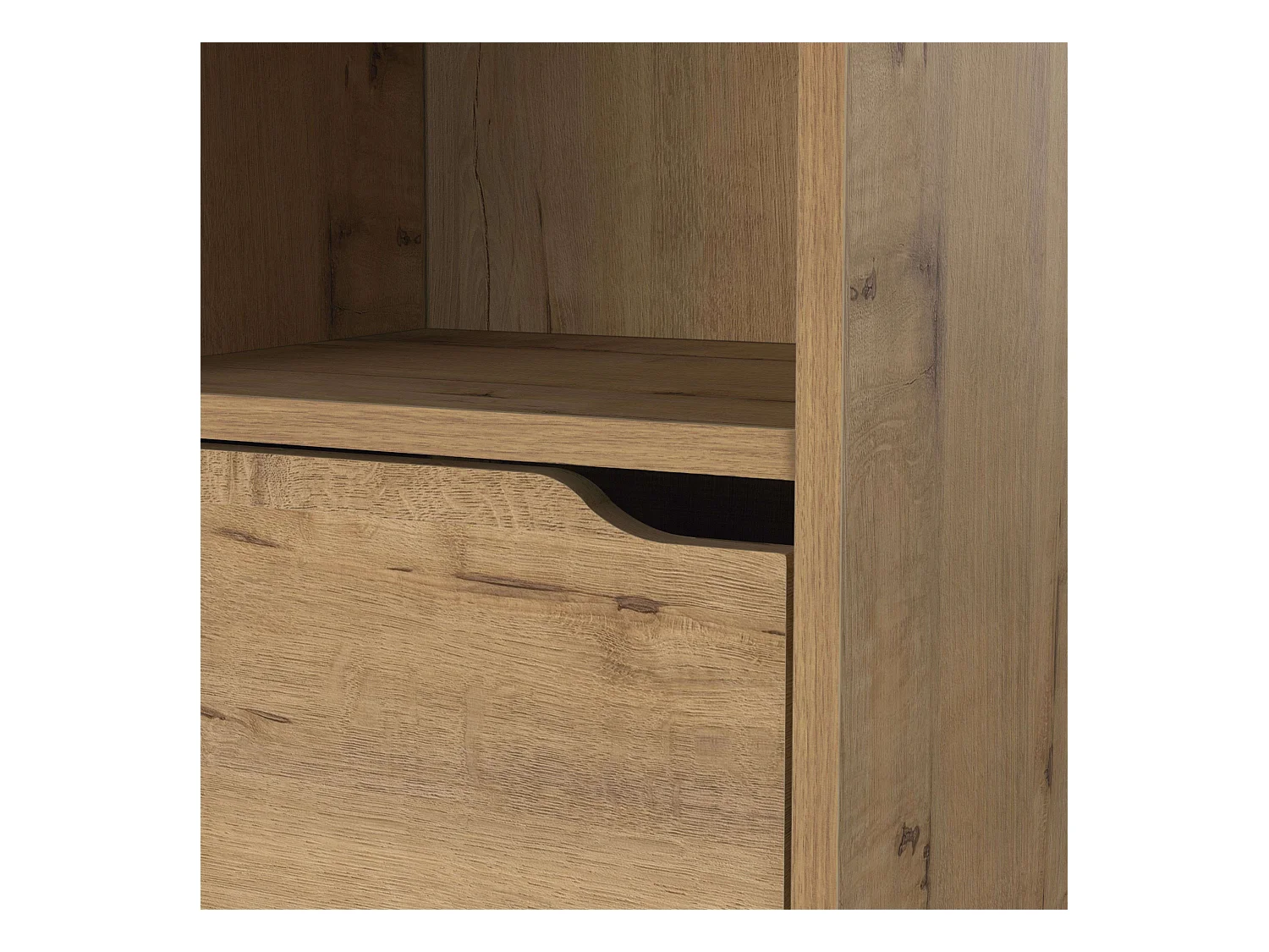 Colonne de salle de bain suspendue Nadia en chêne doré/blanc avec 2 tiroirs et 2 armoires