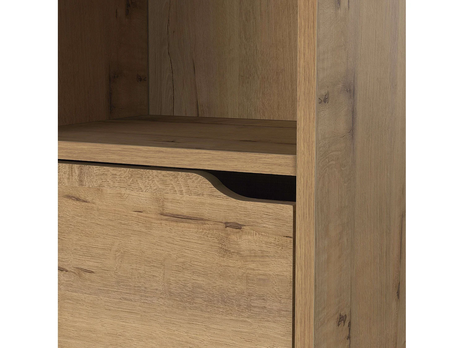 Colonne de salle de bain suspendue Nadia en chêne doré/blanc avec 2 tiroirs et 2 armoires