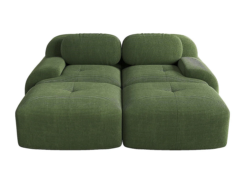 Tweezitsbank van geruite fluweel, antislip, met ergonomische armleuningen en zachte, zeer stevige vulling, groen.