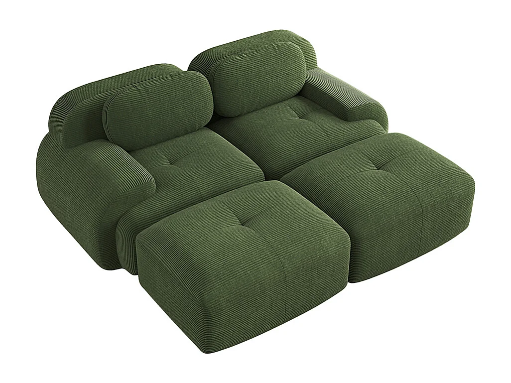 Canapé deux places en velours à carreaux, antidérapant, avec accoudoirs ergonomiques et rembourrage moelleux haute résistance, vert.