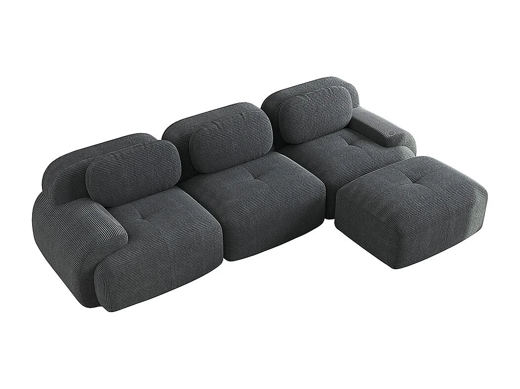 Modulaire hoekbank, ergonomisch ontwerp, bekleding van corduroy, extra brede armleuningen, grijs