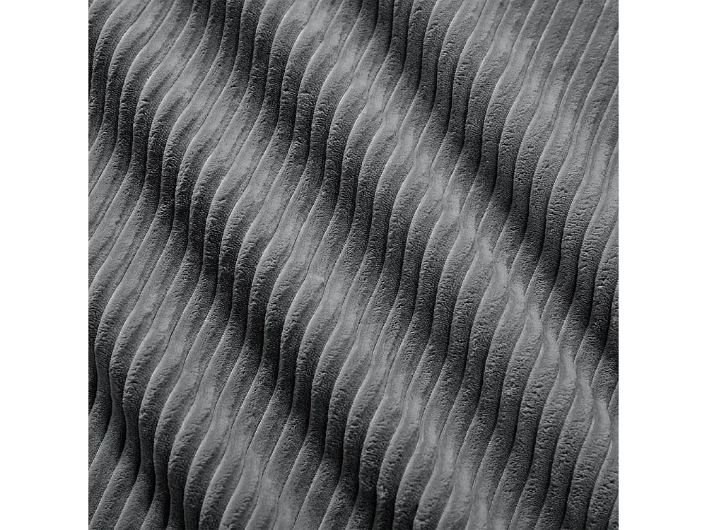 Modulaire driezitsbank met drie voetensteunen van corduroy, extra brede armleuningen, veerkrachtige 32D-vulling, grijs.