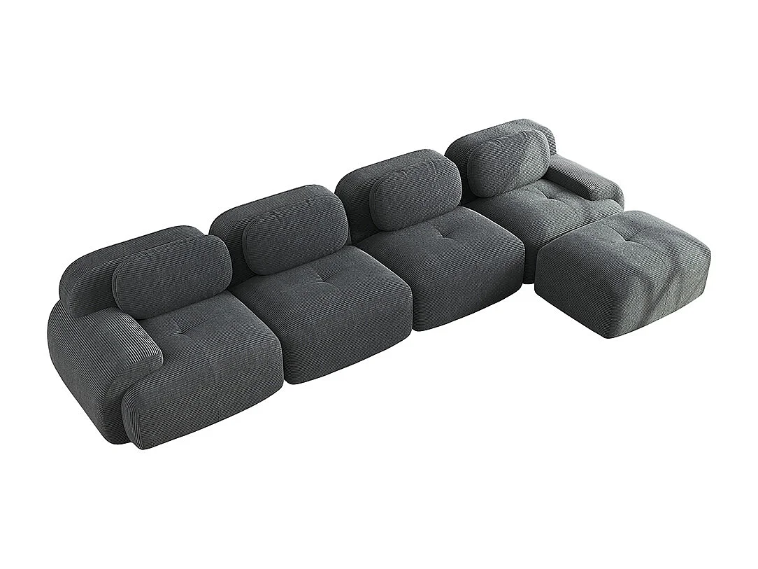 Vierzitsbank, bekleding van hoogwaardig 32D-schuim, extra brede armleuningen, modulaire opstelling, grijs.