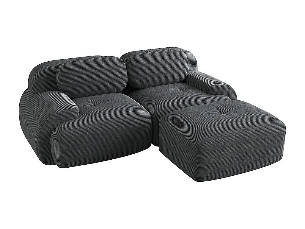 Canapé d'angle modulable en velours doux de 82 pouces, avec accoudoirs incurvés, rembourrage en mousse haute résilience, gris.