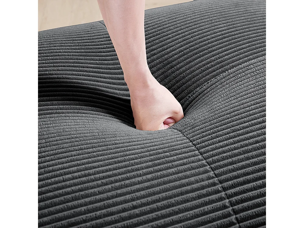 Canapé d'angle modulable en velours doux de 82 pouces, avec accoudoirs incurvés, rembourrage en mousse haute résilience, gris.