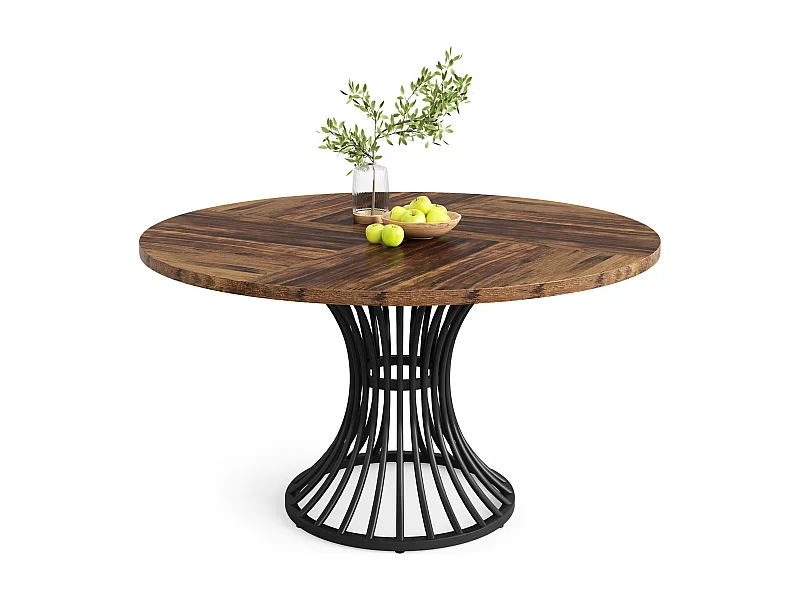 Table à manger ronde pour 4 à 6 personnes, table de cuisine ronde, 119 cm