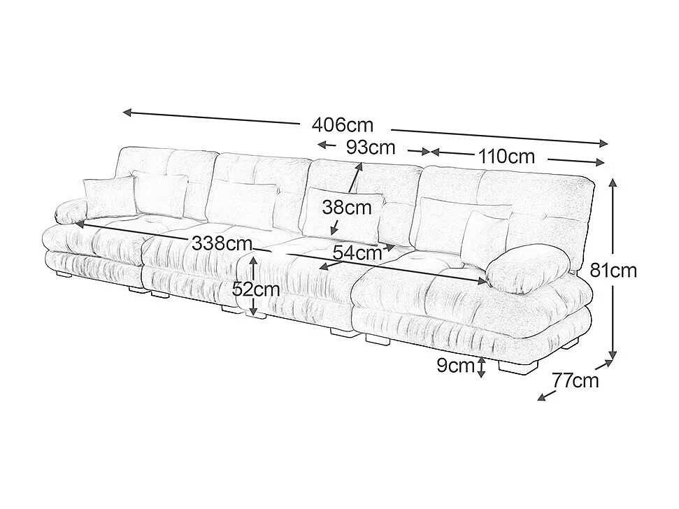 Sofá modular, esquina de cuatro plazas, terciopelo, rosa