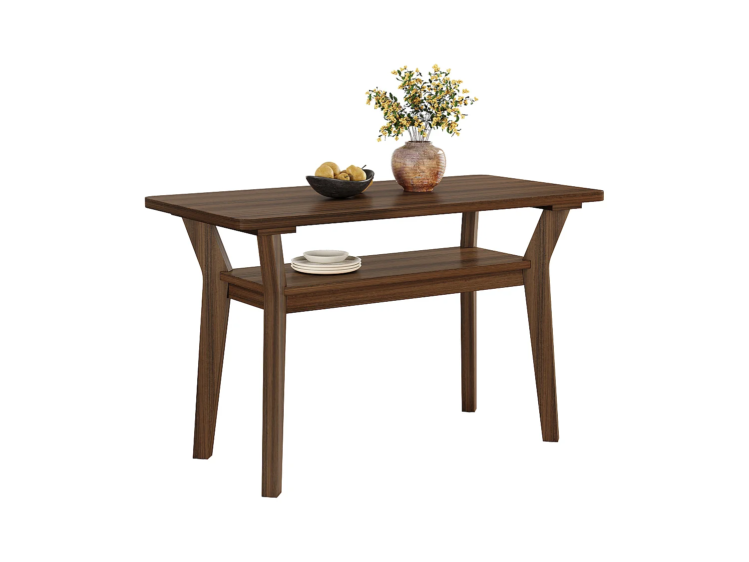 Tavolo da pranzo in stile rustico per 4 persone, tavolo da cucina rettangolare a 2 livelli da 120 cm