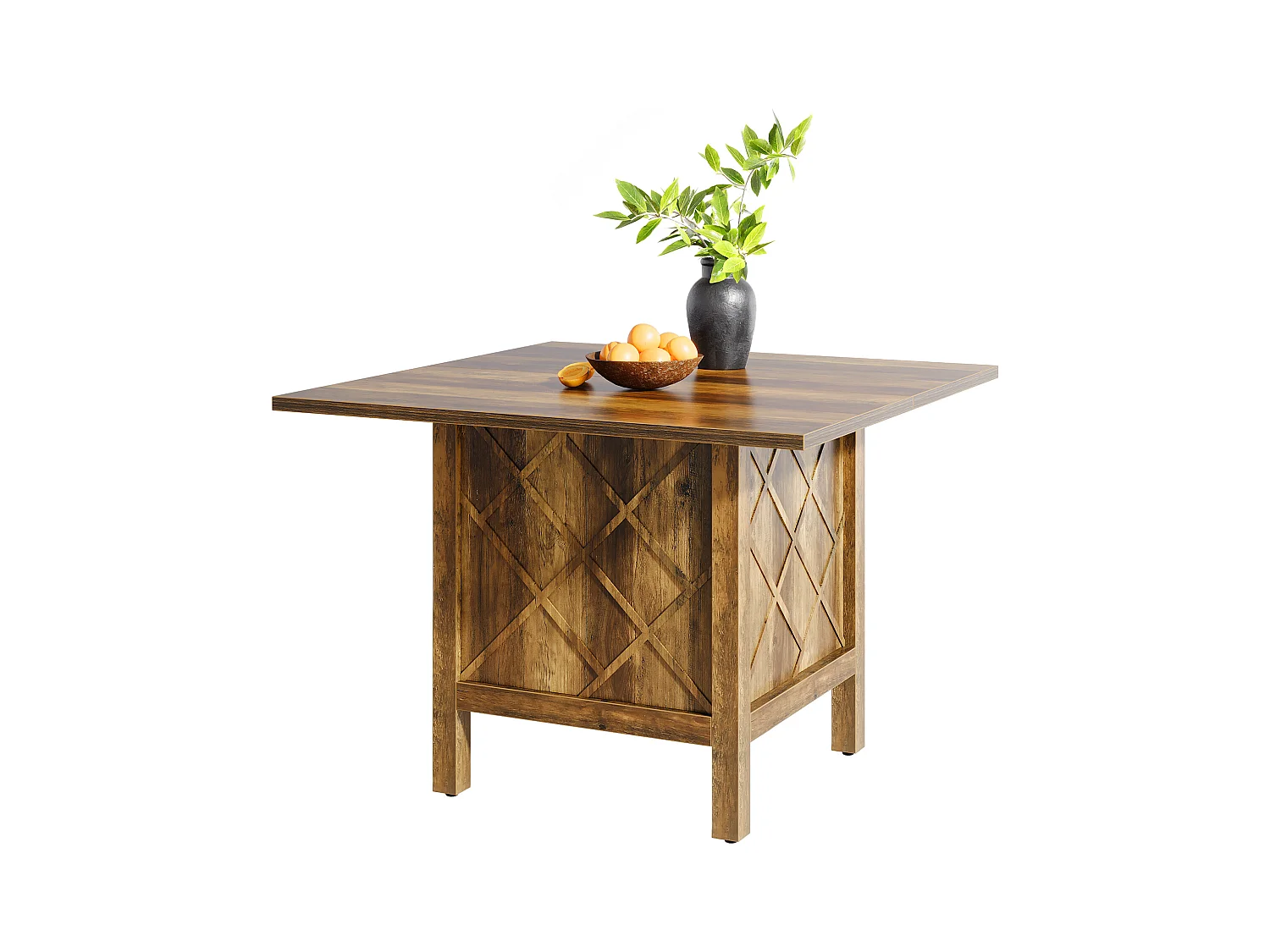Table à manger carrée en bois de style campagnard (100 cm)