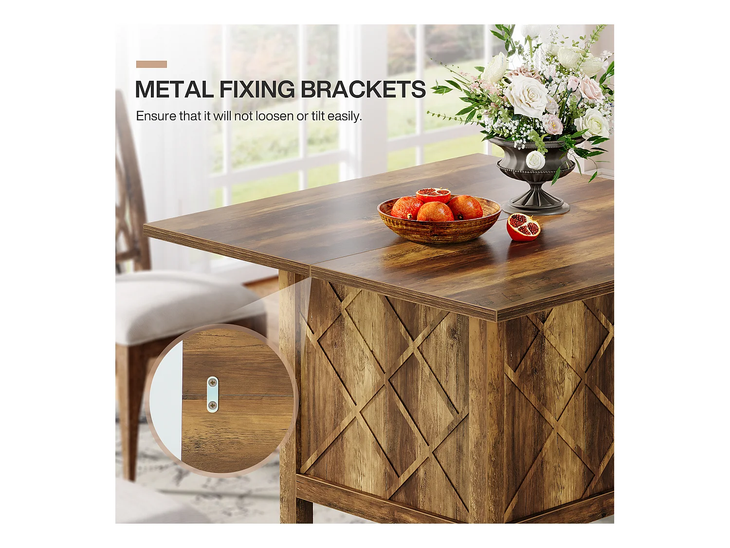 Table à manger carrée en bois de style campagnard (100 cm)