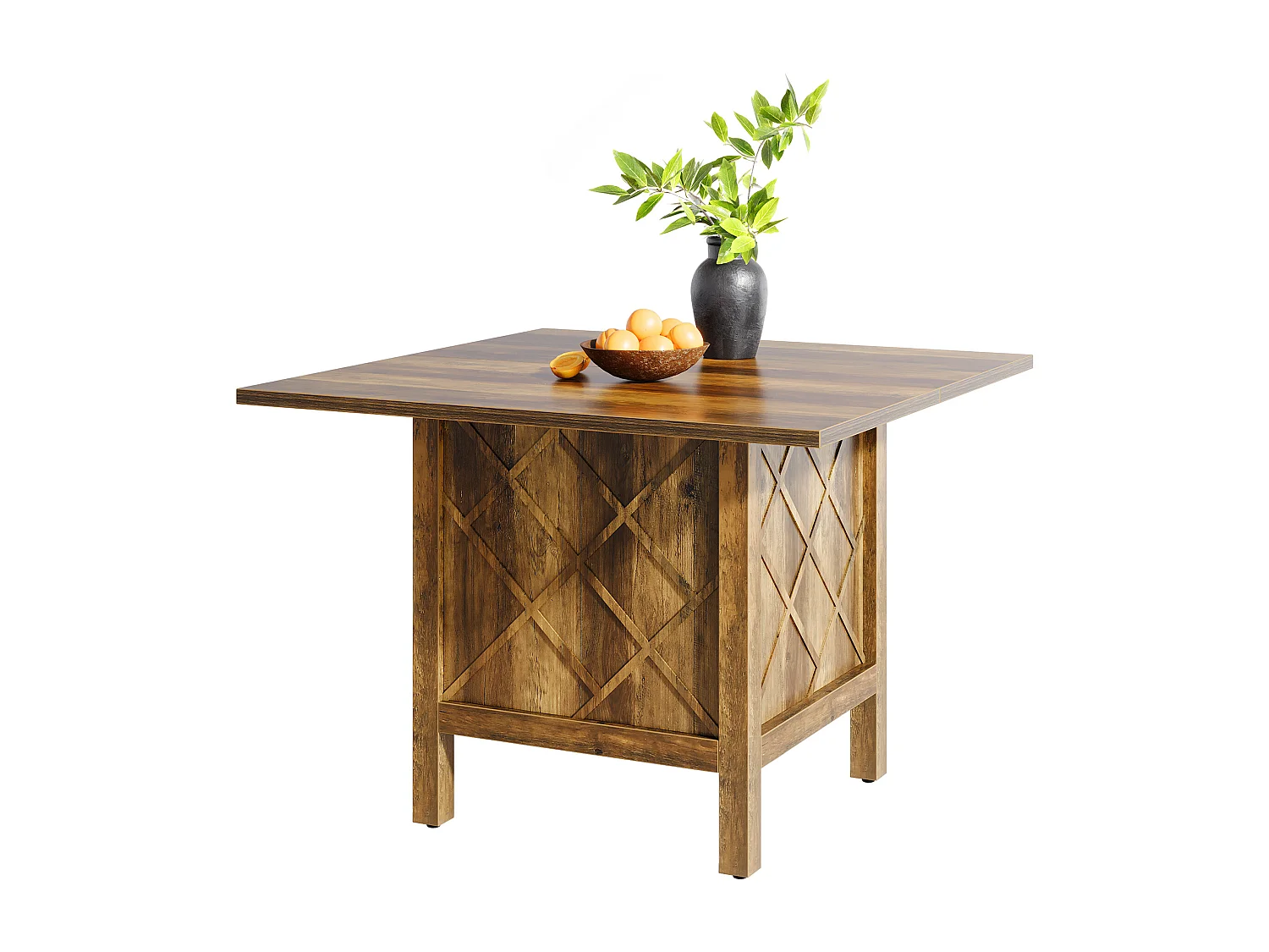 Table à manger carrée en bois de style campagnard (100 cm)
