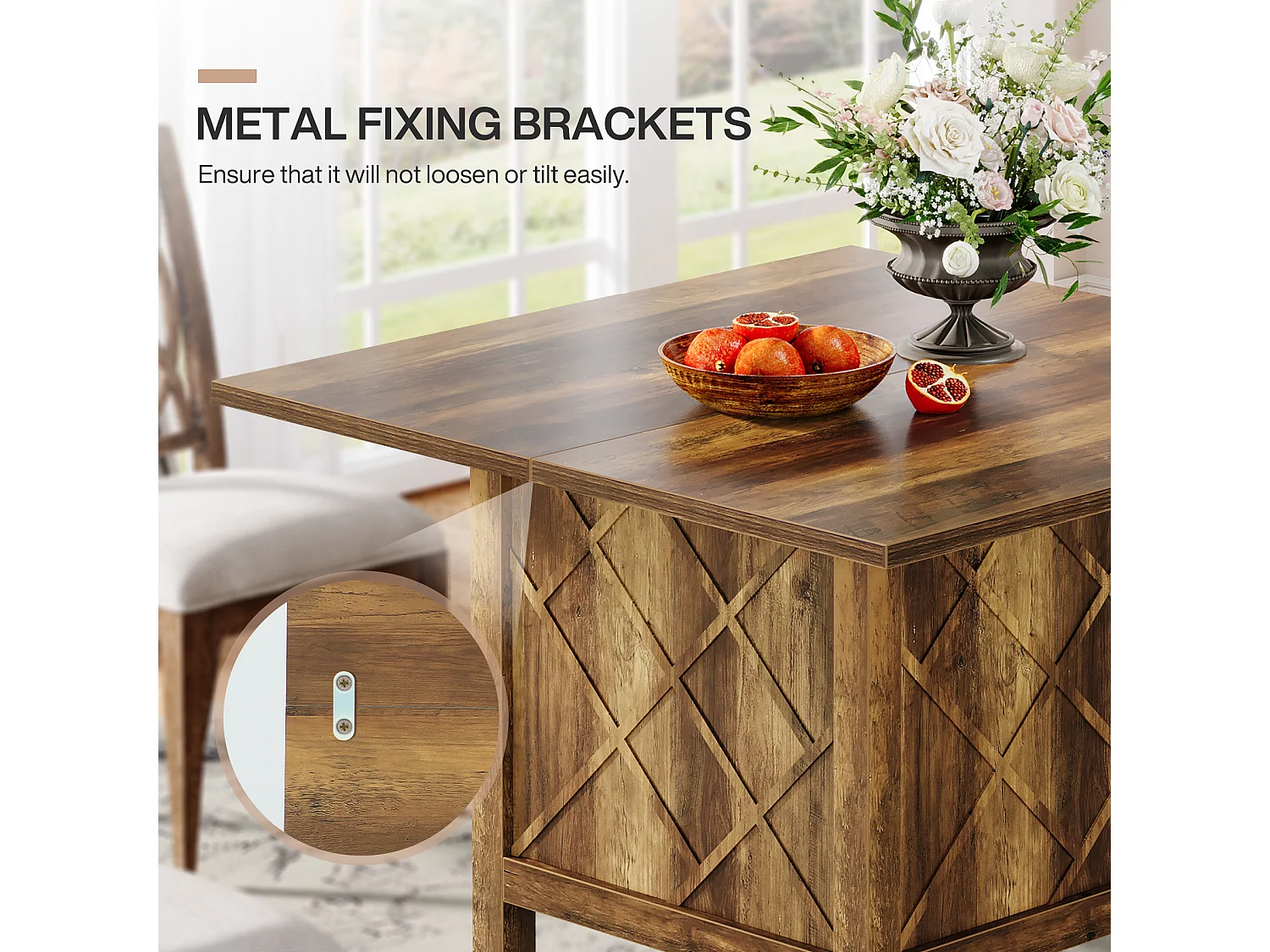 Table à manger carrée en bois de style campagnard (100 cm)