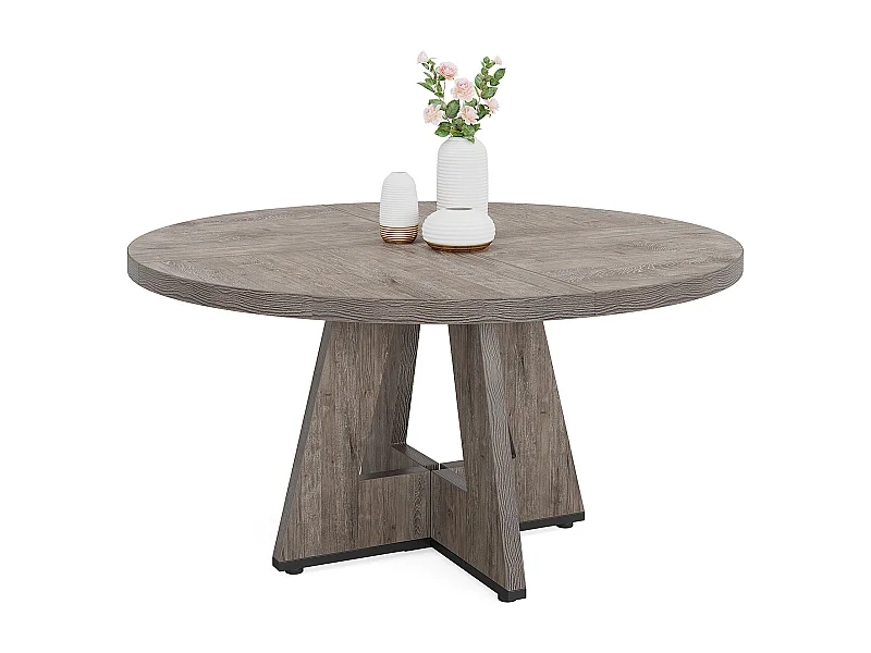 Ronde eettafel 120 cm, keukentafel voor eetkamer/woonkamer, grijs (alleen tafel)