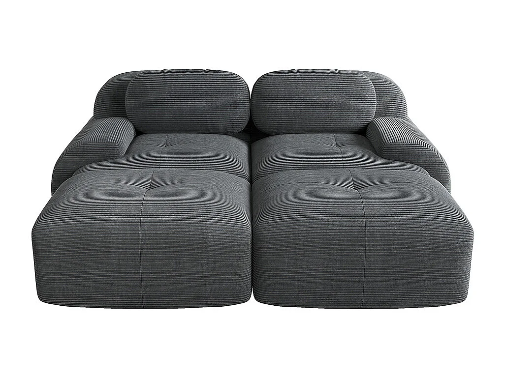 Tweezitsbank van geruite fluweel, antislip, met ergonomische armleuningen en zachte, zeer stevige vulling, grijs.