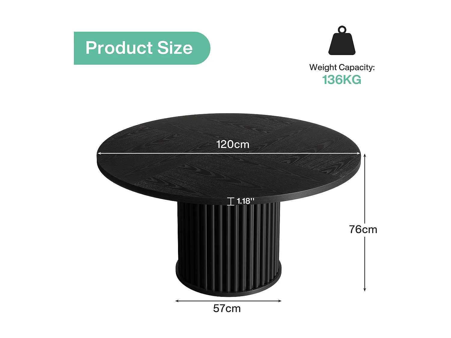 Okrągły stół jadalny dla 4-6 osób, 120 cm, nowoczesny okrągły stół kuchenny