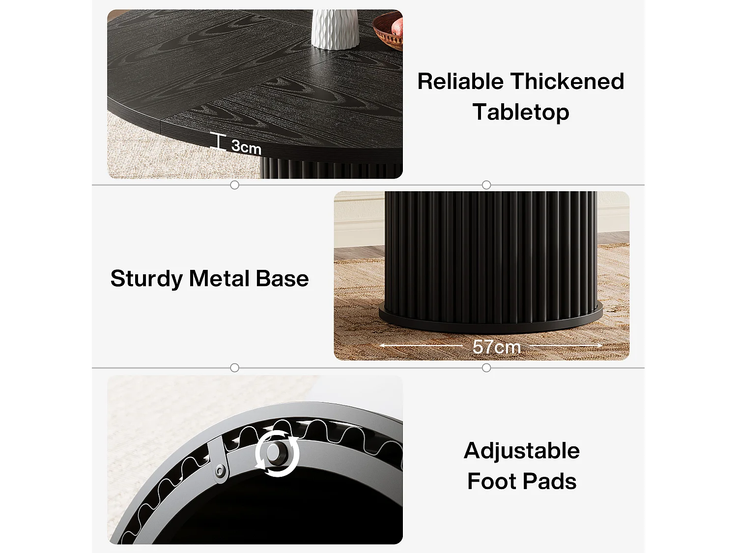 Table à manger ronde pour 4 à 6 personnes, table de cuisine circulaire moderne de 120 cm
