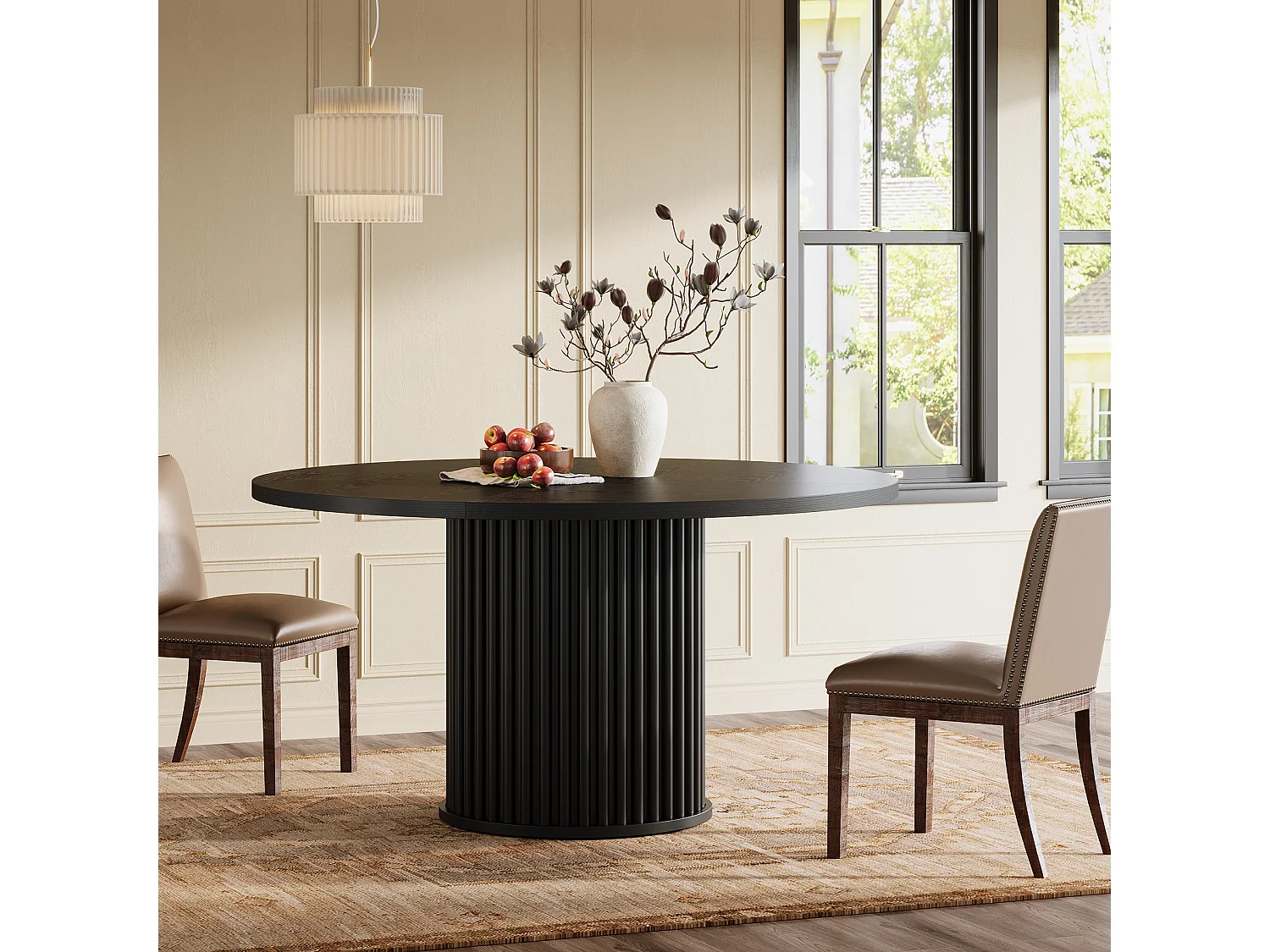 Table à manger ronde pour 4 à 6 personnes, table de cuisine circulaire moderne de 120 cm