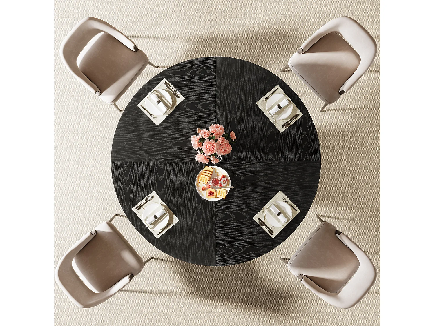 Table à manger ronde pour 4 à 6 personnes, table de cuisine circulaire moderne de 120 cm