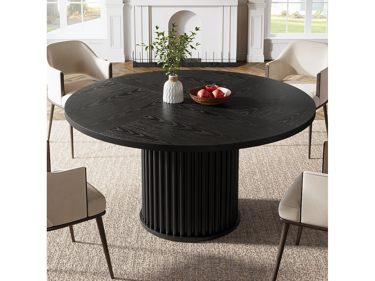 Table à manger ronde pour 4 à 6 personnes, table de cuisine circulaire moderne de 120 cm