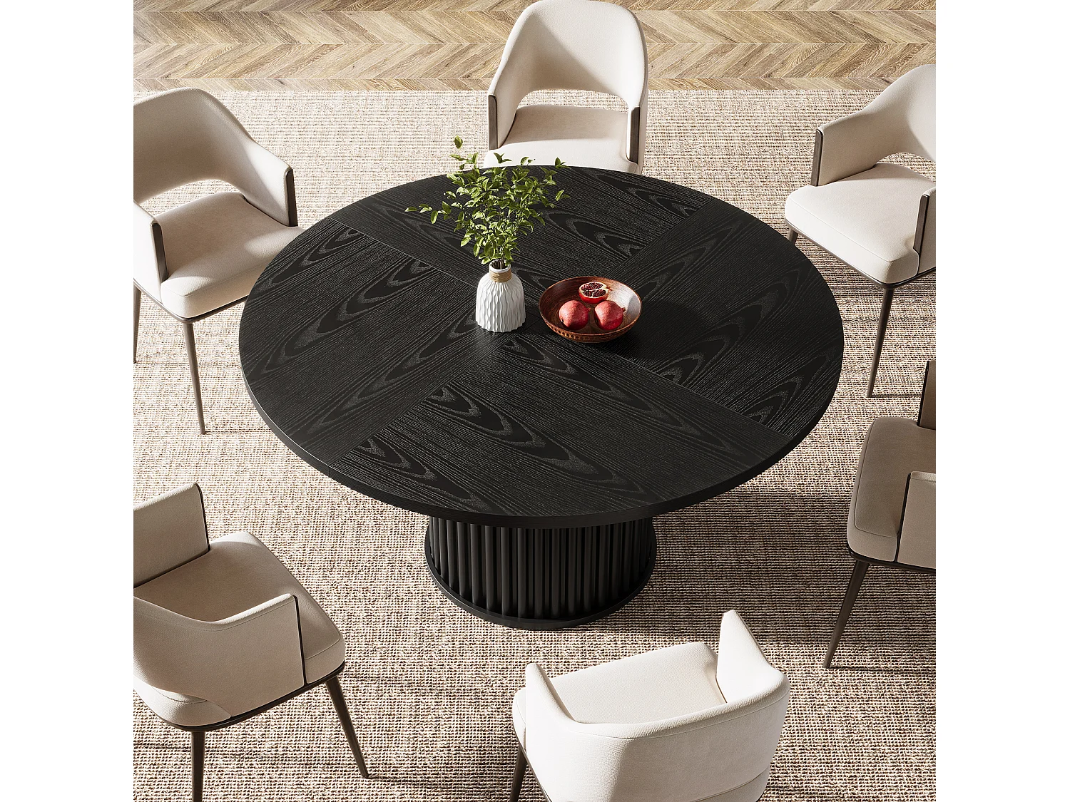 Table à manger ronde pour 4 à 6 personnes, table de cuisine circulaire moderne de 120 cm