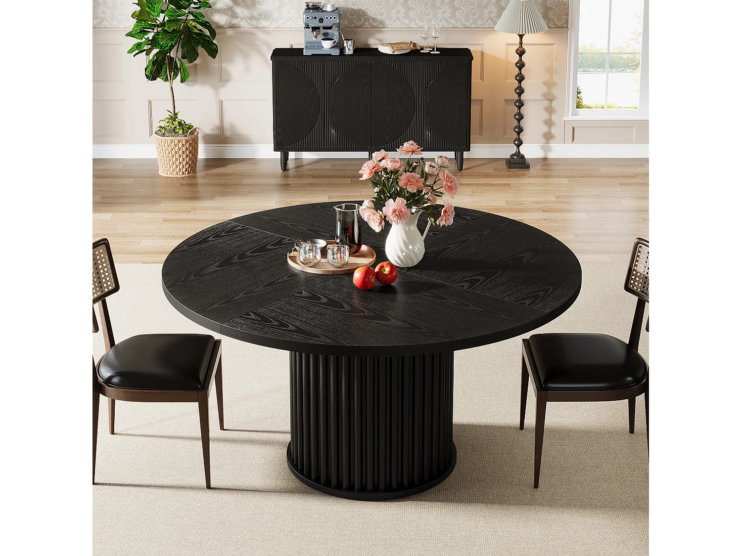 Table à manger ronde pour 4 à 6 personnes, table de cuisine circulaire moderne de 120 cm