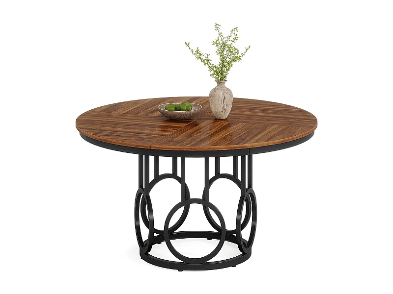 Table à manger ronde pour 4 personnes, 120 cm Table de salle à manger rustique