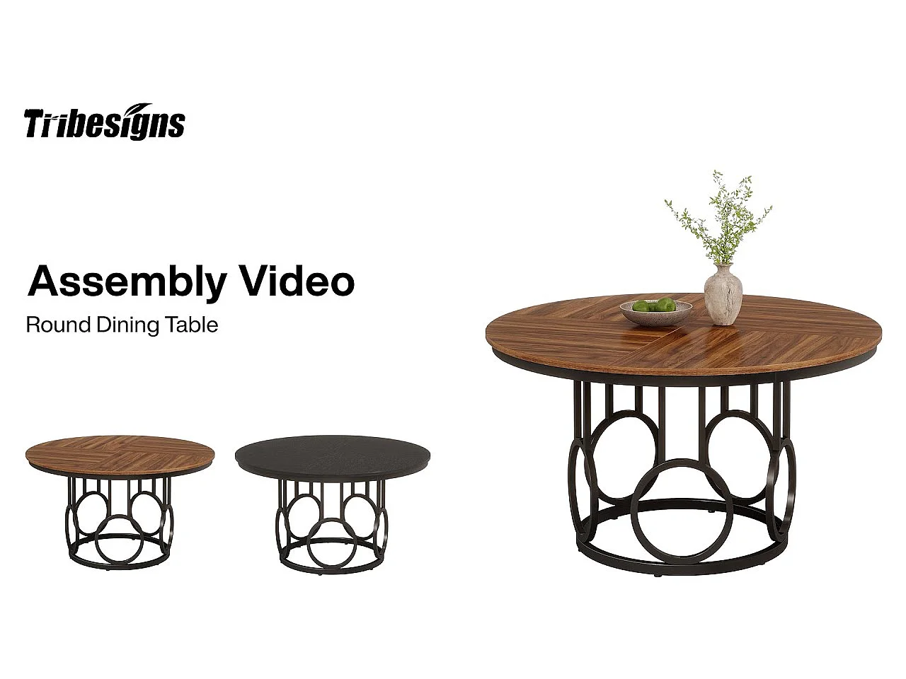 Table à manger ronde pour 4 personnes, 120 cm Table de salle à manger rustique