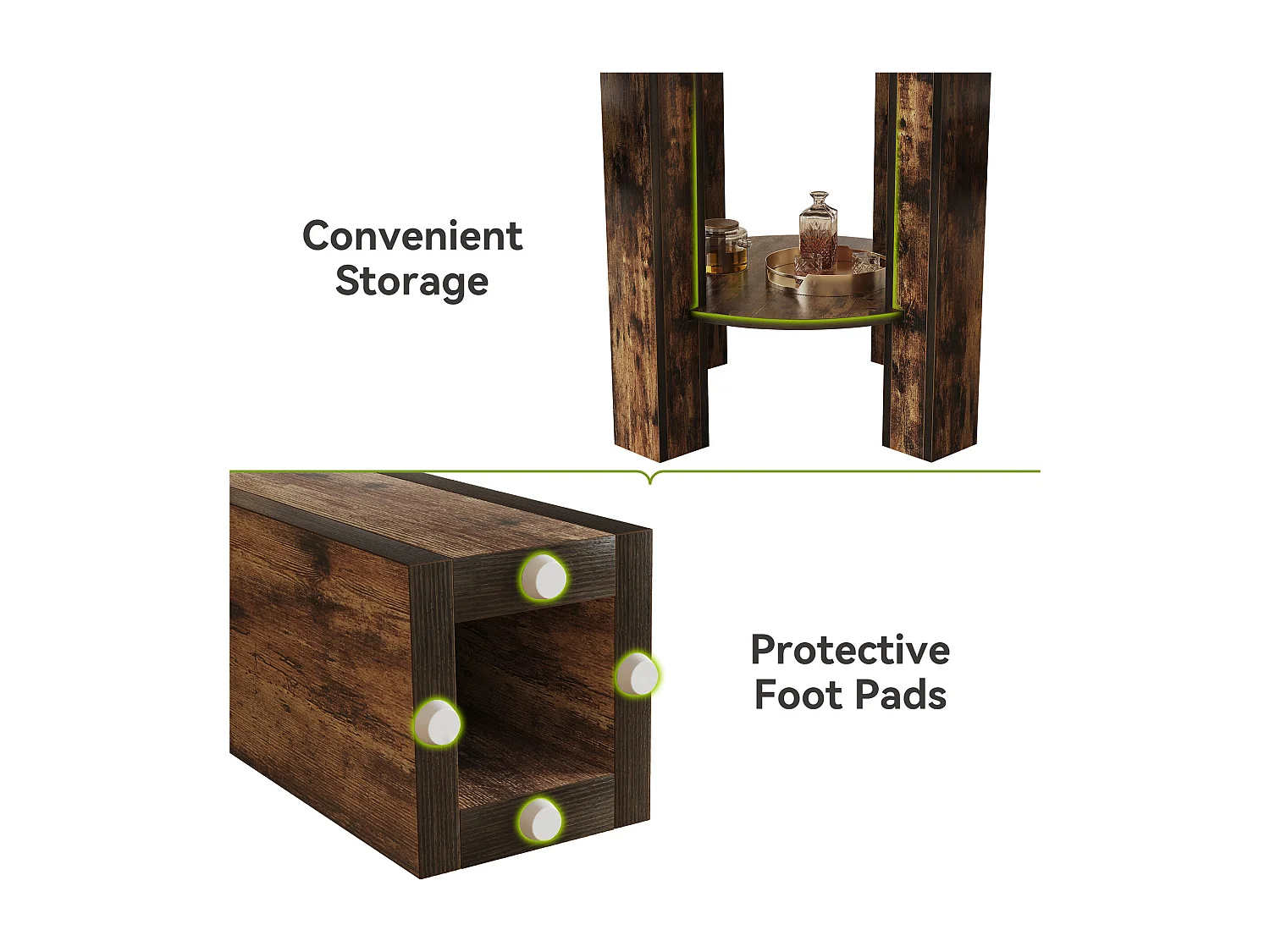 Table à manger ronde pour 4 personnes, 100 cm, table de cuisine avec étagère de rangement
