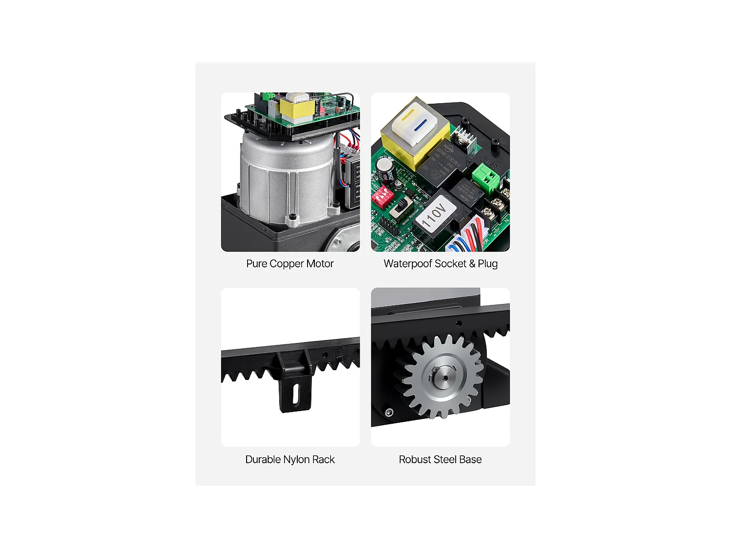 Motorizzazione per Cancello Scorrevole SucceBuy, 550 W, Apriporta Automatico Elettrico 25 m 1500 kg, Motore per Porta Scorrevole con Cremagliera in Nylon