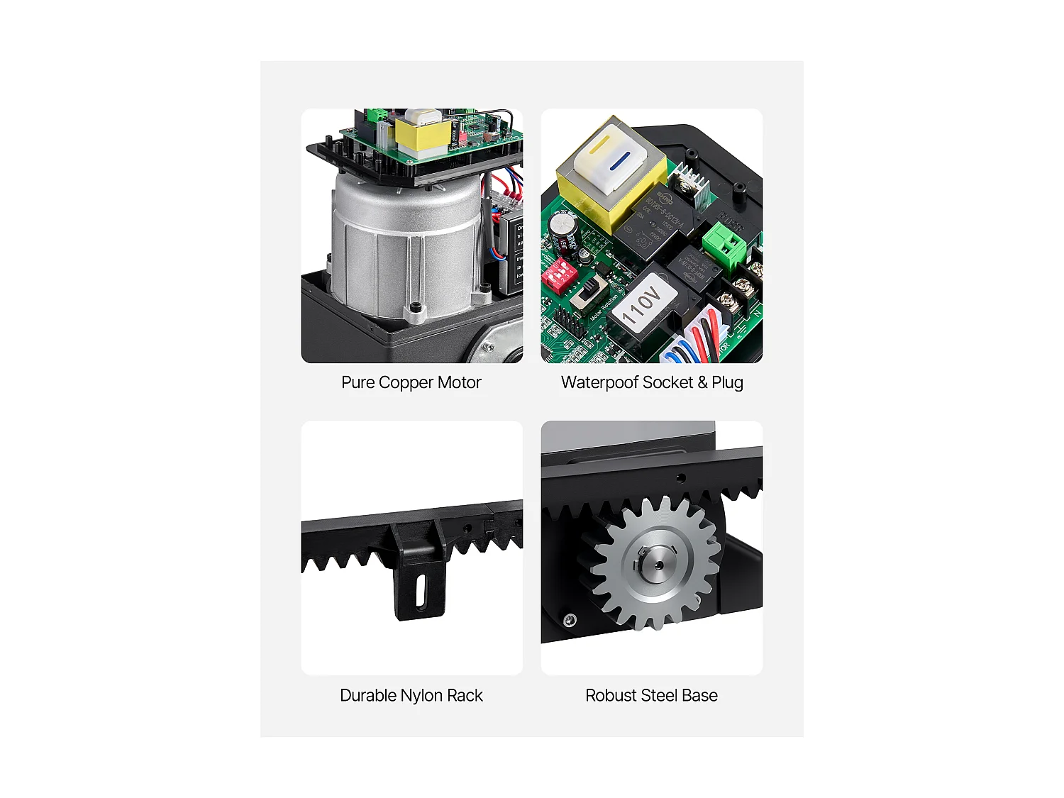Motorisation de Portail Coulissant SucceBuy, 280 W, Ouvre-portail Automatique Électrique 25 m 816 kg, Moteur de Porte Coulissante Crémaillère Nylon