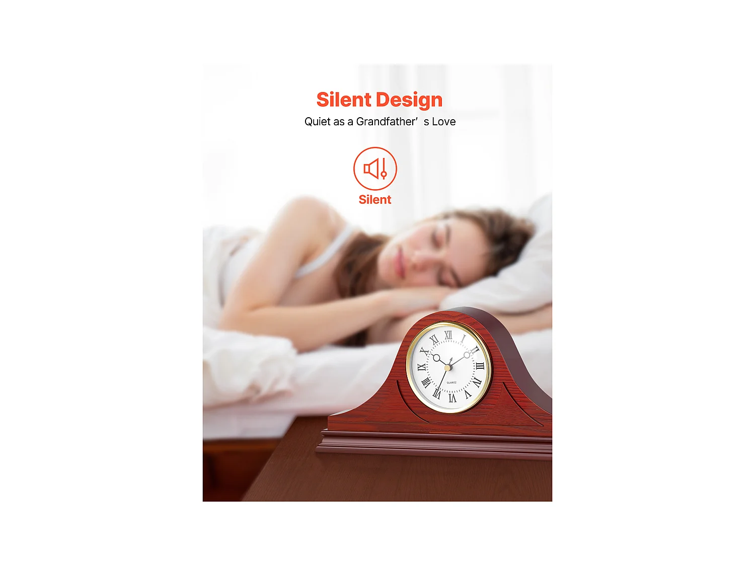 Retro Kaminuhr SucceBuy, 16.4 cm, Vintage Klassische Tischuhr MDF mit Integriertem Quarzwerk, Leises Design, für Wohnzimmer