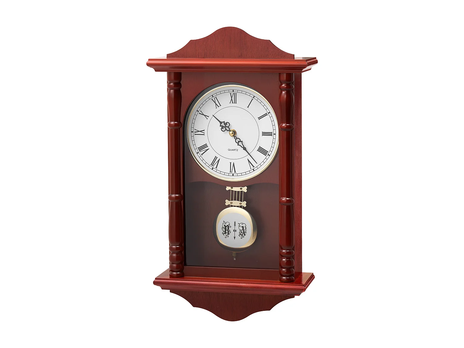 Retro Wandklok met Slinger SucceBuy, 46 cm, Vintage Klassieke Slingerklok Grenen Hout MDF, Geïntegreerde Quartz Beweging, Stil Ontwerp, voor Woonkamer