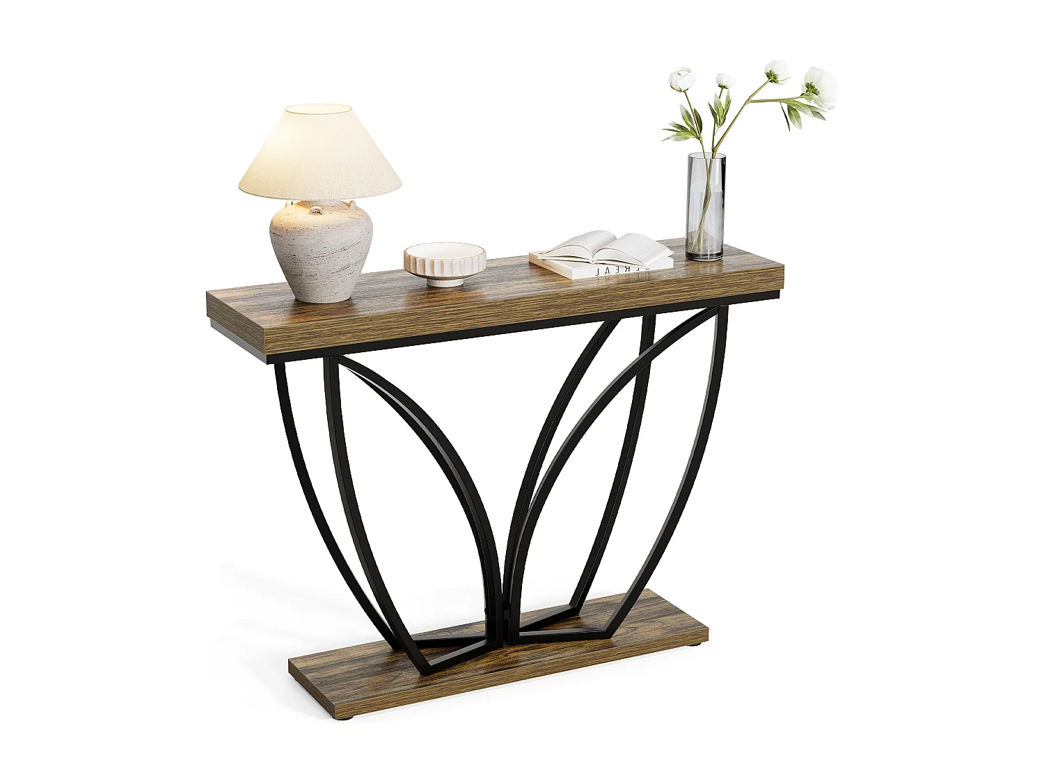 105 cm Industrie-Ständer hinter der Couch, schmaler langer Couchtisch für die Eingangshalle