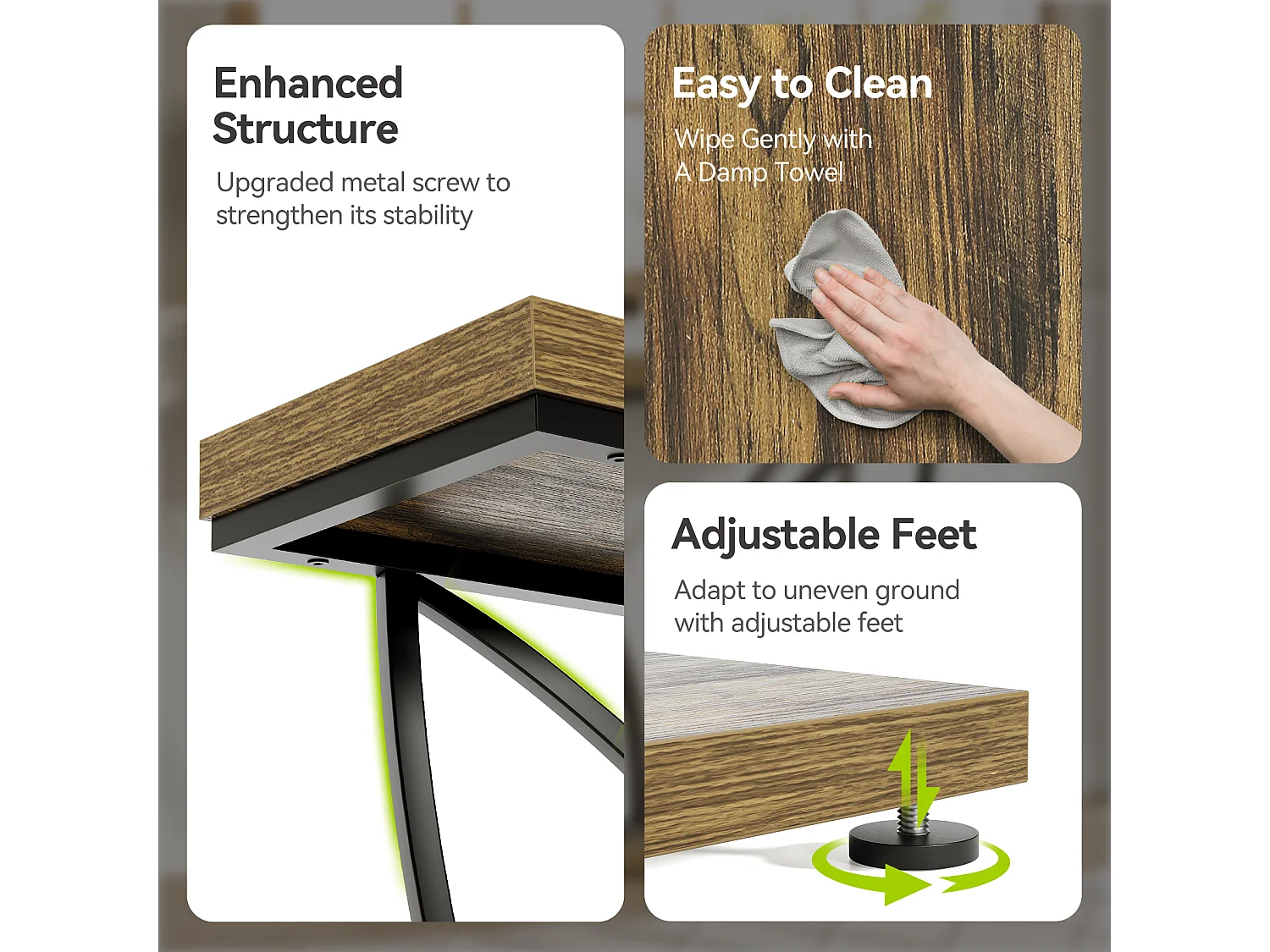 105 cm Industrie-Ständer hinter der Couch, schmaler langer Couchtisch für die Eingangshalle