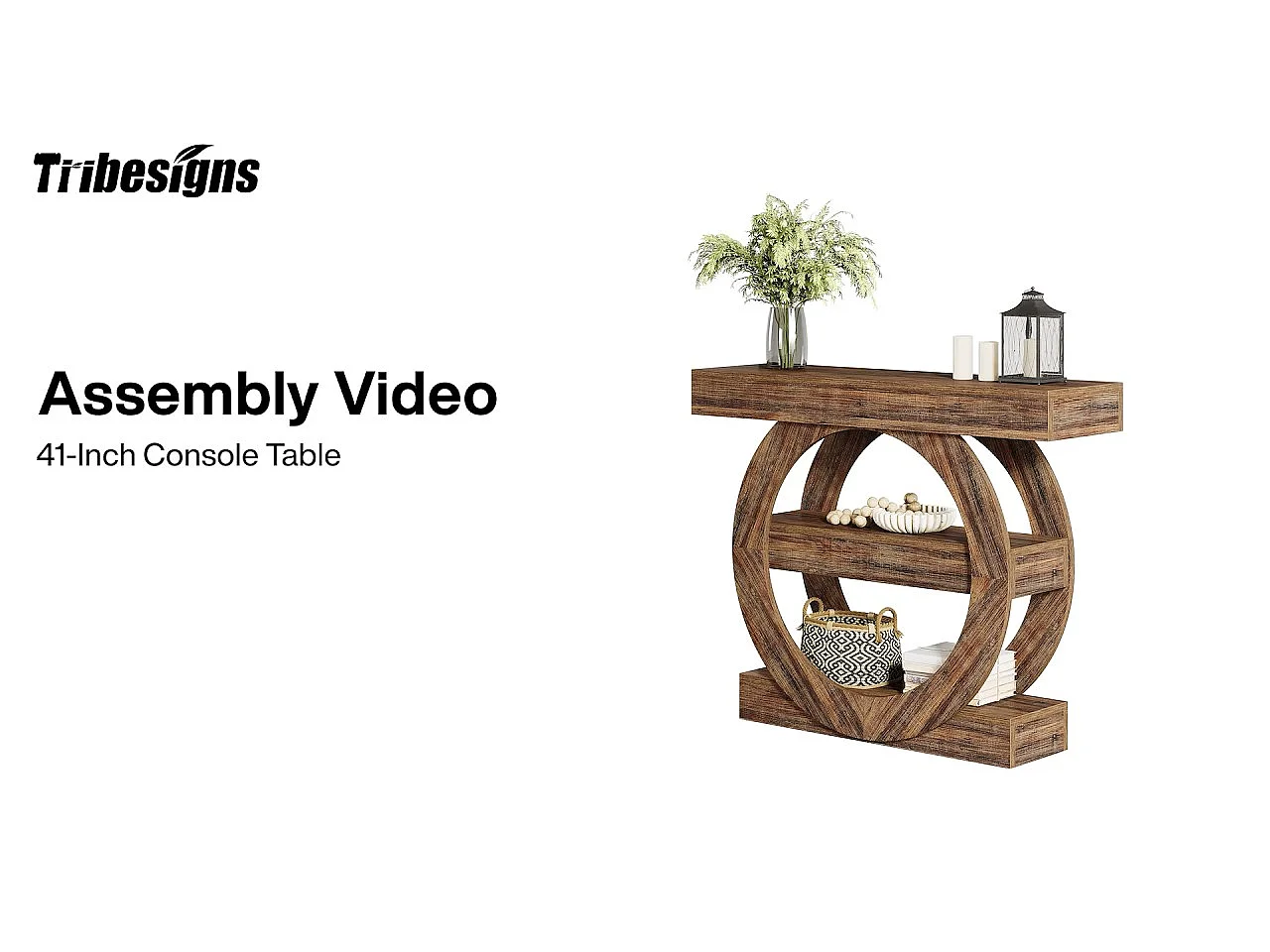 Table d'entrée étroite rustique à 3 niveaux avec étagères de rangement, table de canapé de 105 cm derrière le canapé