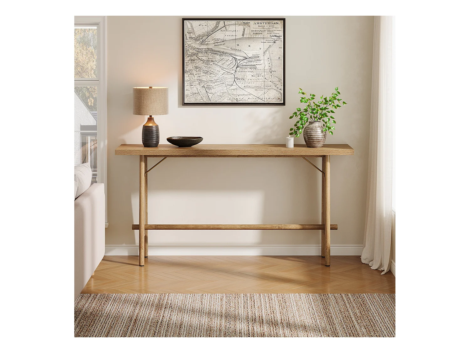 Table d'entrée de 160 cm de long, console de canapé moderne derrière le canapé pour l'entrée