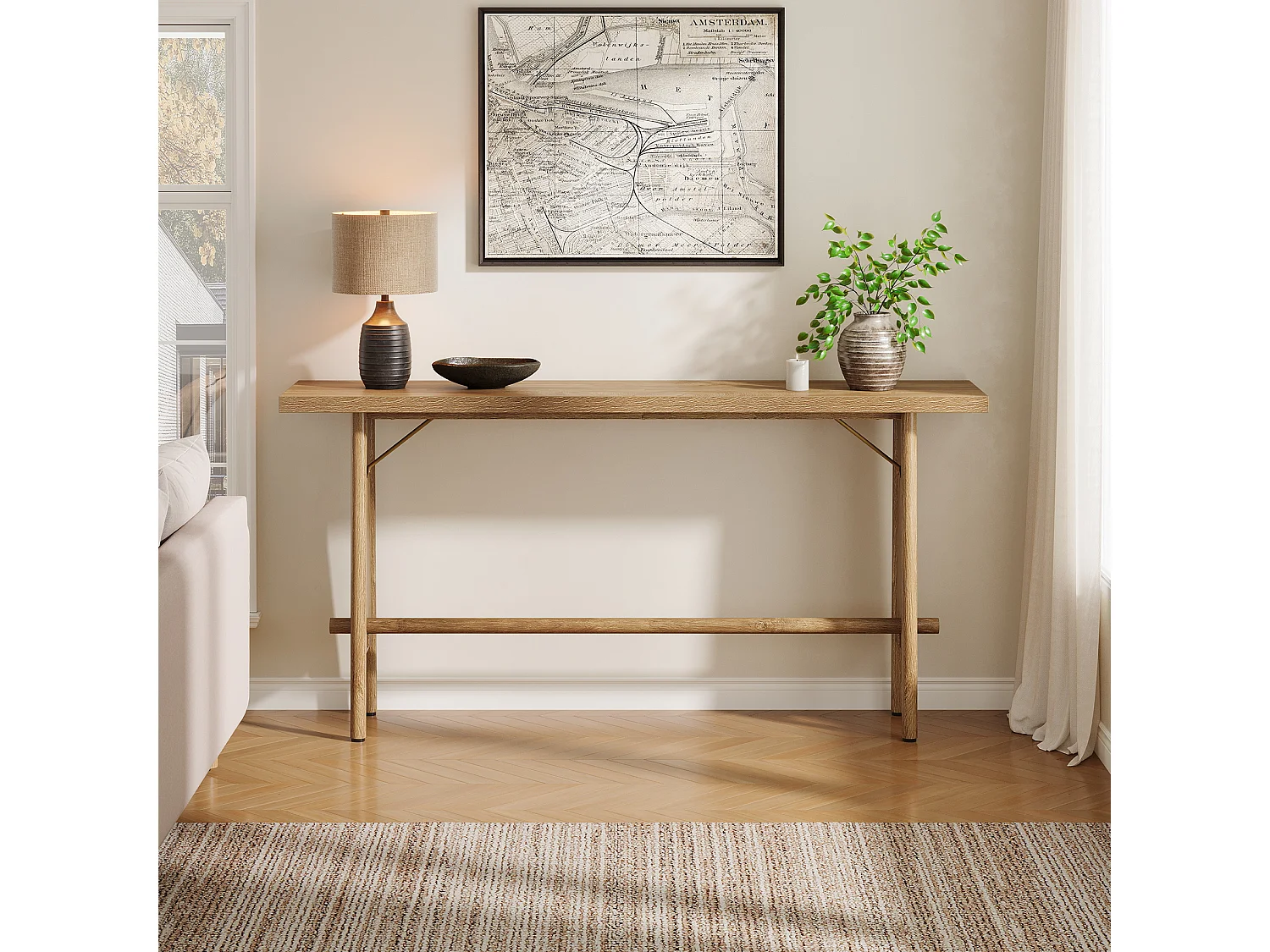 Table d'entrée de 160 cm de long, console de canapé moderne derrière le canapé pour l'entrée