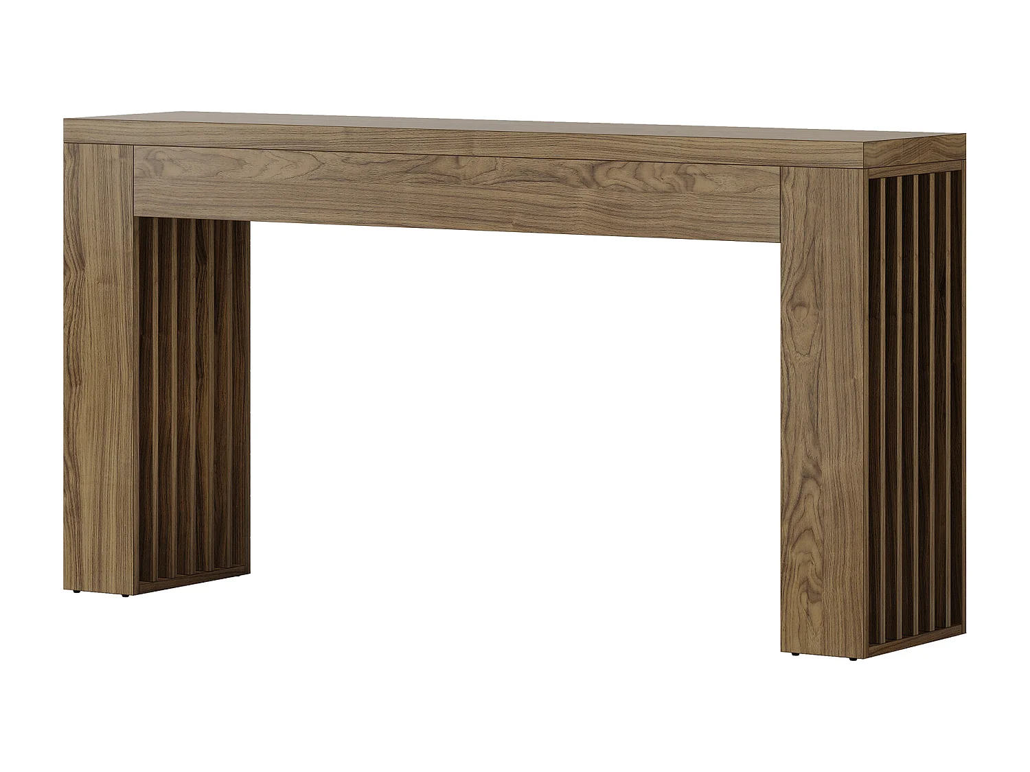 Console de salon de 150 cm, table d'entrée de style ferme avec pieds à lattes verticales