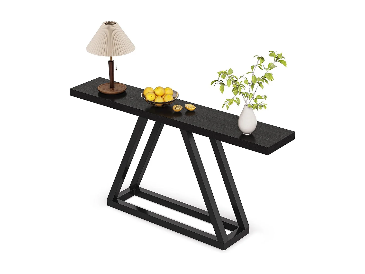 Tavolo consolle stretto da 160 cm, tavolino lungo dietro il divano per ingresso, corridoio, soggiorno, nero