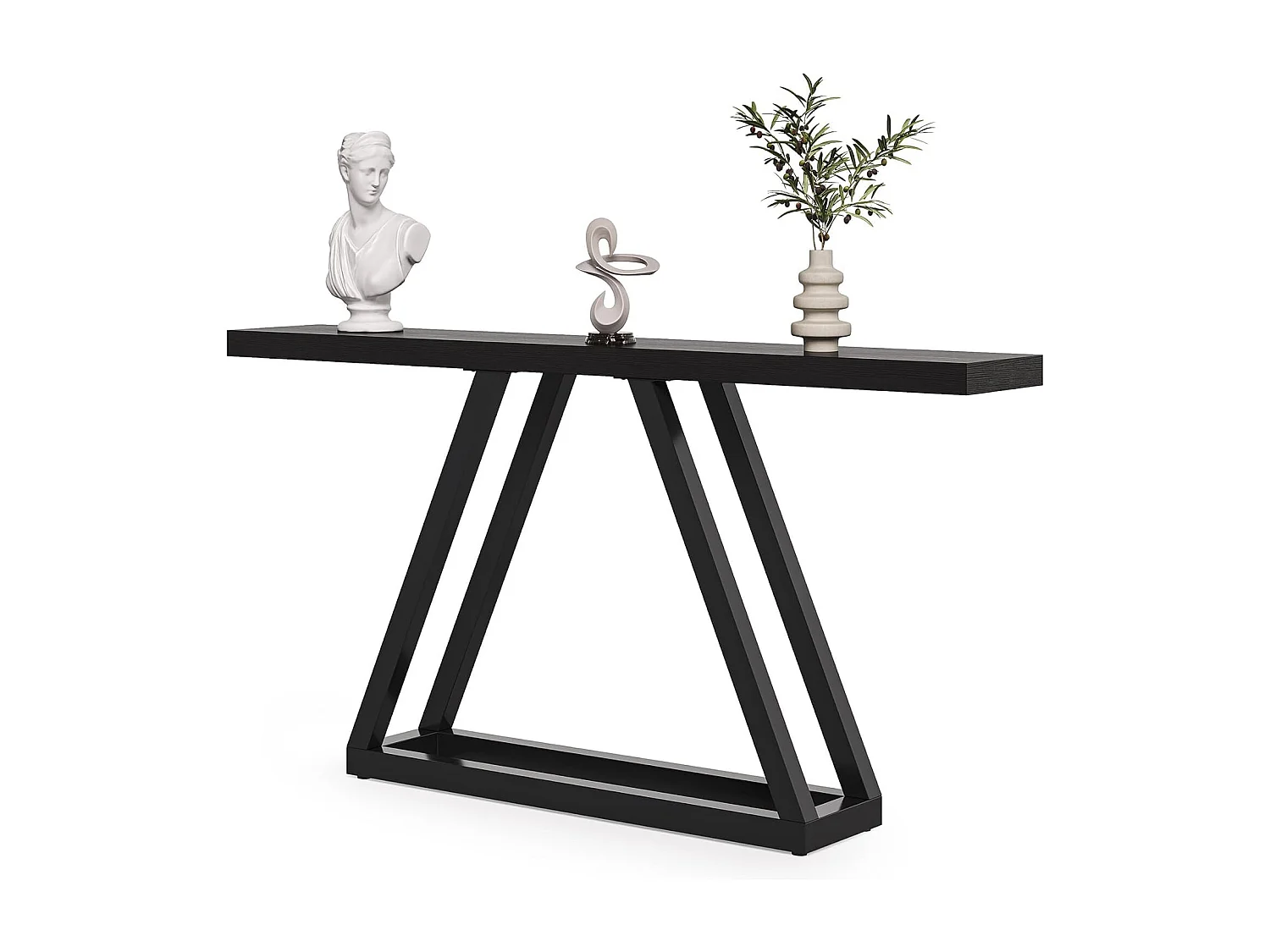 Tavolo consolle stretto da 160 cm, tavolino lungo dietro il divano per ingresso, corridoio, soggiorno, nero